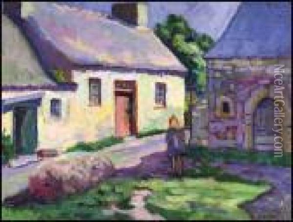 Cottage, St. Efflam Oil Painting - Emily M. Carr