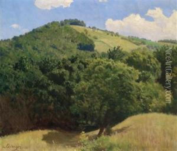 Hilly Landscape Oil Painting - Paul Von Szinyei-Merse