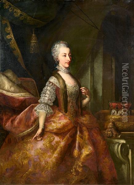 Portrait Of Amalia Oil Painting - Johann-Gottfried Auerbach
