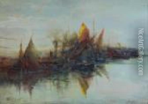 Barche A Vela Oil Painting - Giuseppe Solenghi