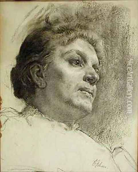 Head of a Woman Oil Painting - Oscar Fehrer