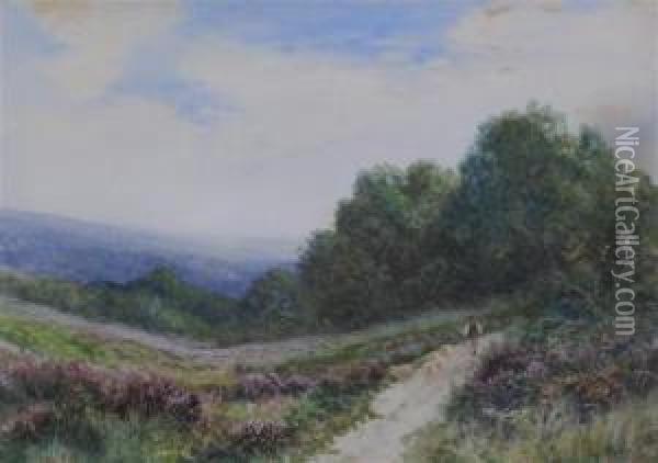 Shepherd And Flock On A Path Oil Painting - Daniel Sherrin