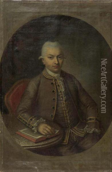 Bildnis Eines Mannes Mit Buch. 1775. Oil Painting - J. Jakob Kleemann