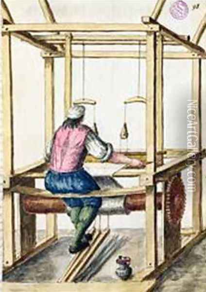 A Venetian Weaver Oil Painting - Jan van Grevenbroeck