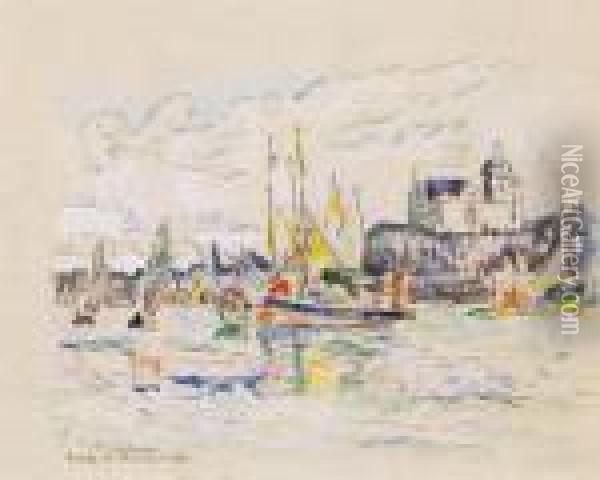 Sables D'olonne, Vue Du Port Oil Painting - Paul Signac