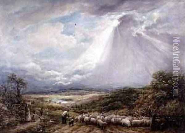 Driving the Flock 1877 Oil Painting - John Linnell