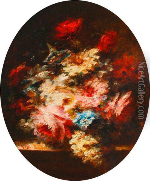 Bouquet De Fleurs Oil Painting - Narcisse-Virgile D Az De La Pena