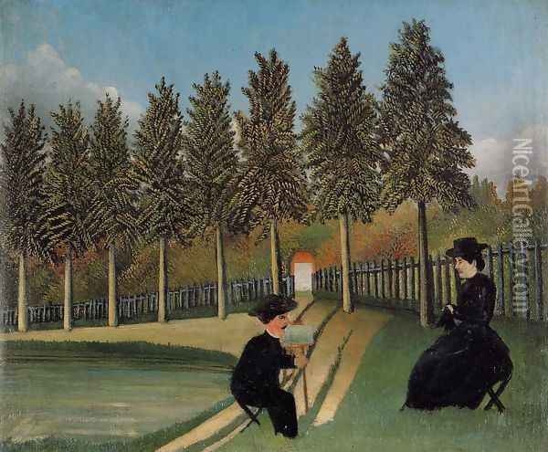 The Painter and His Wife Oil Painting - Henri Julien Rousseau