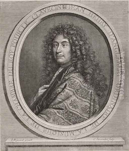 Jean-Henri DAnglebert 1635-91 engraved by Cornelius Vermeulen 1642-92 Oil Painting - Paul Mignard