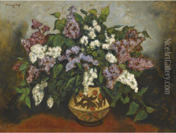 Bouquet Of Lilacs Oil Painting - Nikolai Vladimirovich Sinezobov