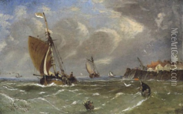 Segelboote Vor Der Kuste Oil Painting - William Callow