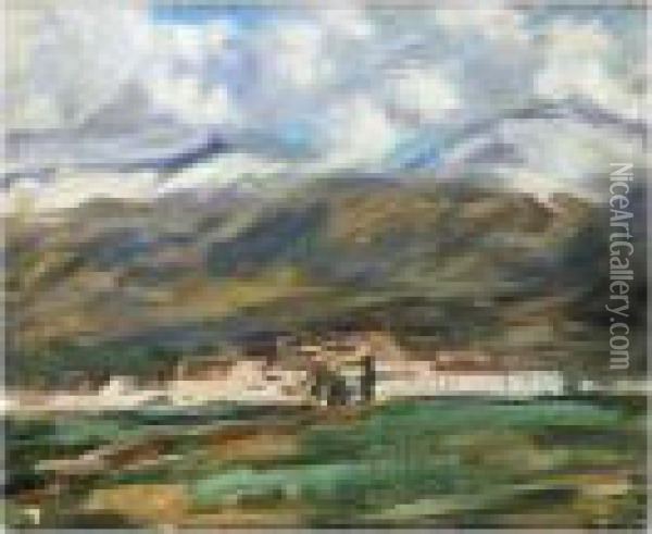 Snow On The Hills, Ronda Oil Painting - William Alister Macdonald