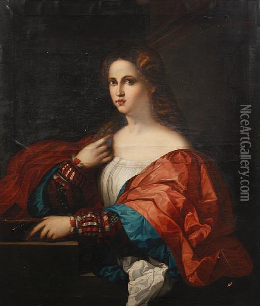 Portrait Of A Girl Oil Painting - Tiziano Vecellio (Titian)