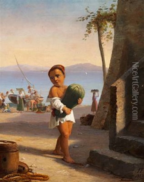 En Dreng Paa Capri Oil Painting - Julius Friedlaender