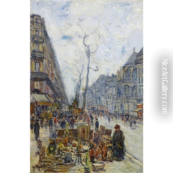 Pariser Boulevard Oil Painting - Gustave Madelain