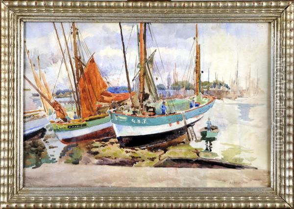 Thonniers De Concarneau. Oil Painting - Adolphe Crespin