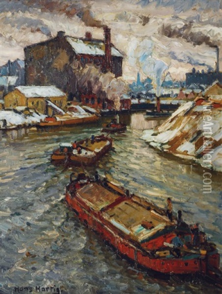 River Spree Near Sigmundshof In Berlin Oil Painting - Hans Hartig