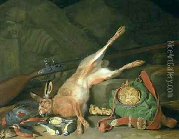 Still Life of a Hare with Hunting Equipment Oil Painting - Hieronymus Galle I