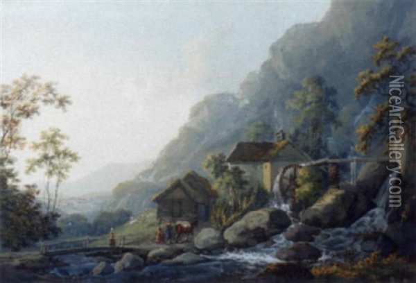 Cynwyd Mill, Merionethshire, Wales Oil Painting - John Laporte
