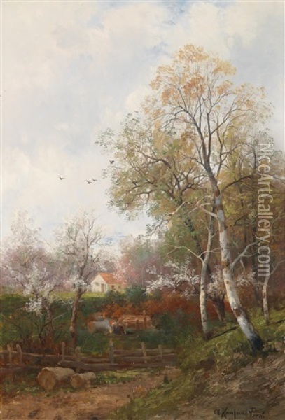 Fruhling Bei Fontainbleau Oil Painting - Adolf Kaufmann