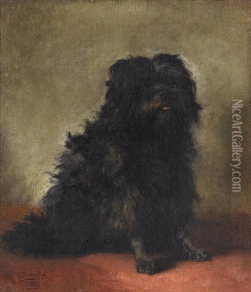 Portrait Of A Terrier Oil Painting - Joseph Urbain Melin