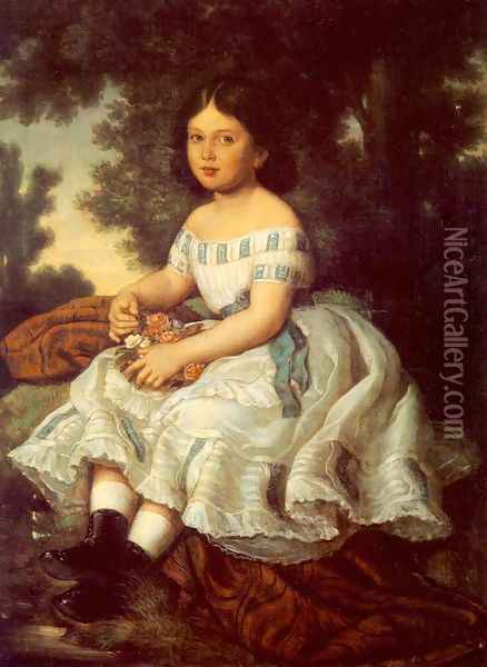 Girl in the Garden 1863 Oil Painting - Mor Than