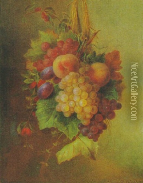 Stilleben Von Pfirsichen, Weintrauben Und Zwetschgen Oil Painting - Cornelis Johannes van Hulsteyn