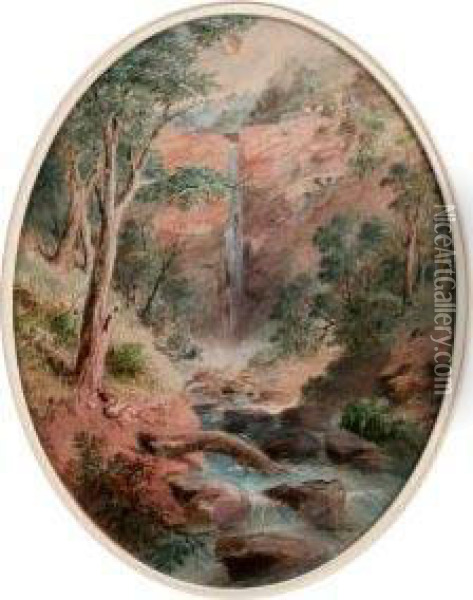 Falls With Homestead Oil Painting - Samuel Thomas Gill