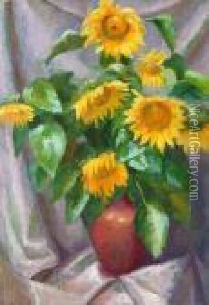 Sunflowers Oil Painting - Frederick J. Porter