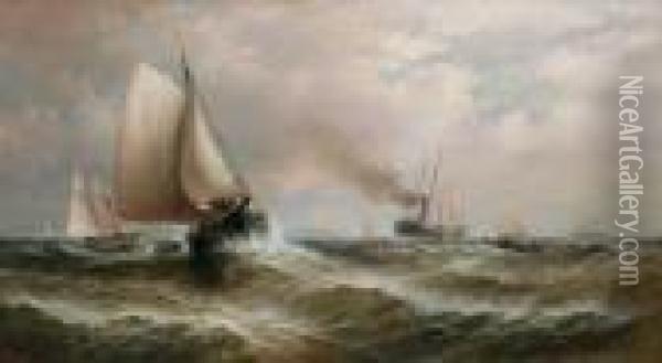 ''off Sandy Hook'' Oil Painting - Granville Perkins