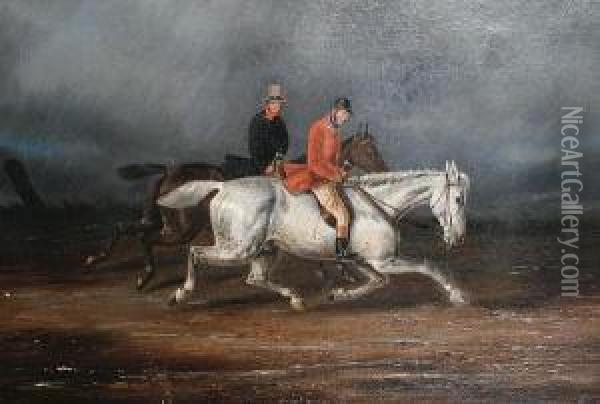 Two Horses And Their Riders Oil Painting - Henry Thomas Alken