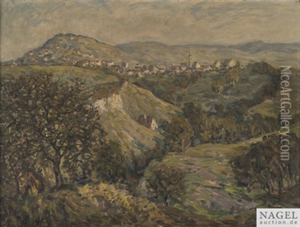 Blick Auf Leonberg, Im Hintergrund Der Engelberg Oil Painting - Erwin Starker