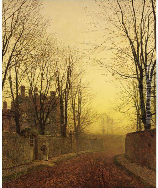An Autumn Lane Oil Painting - John Atkinson Grimshaw
