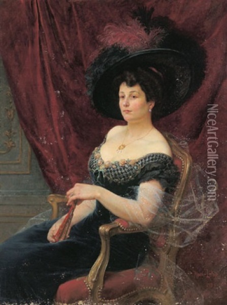 Bildnis Einer Mondanen Dame Oil Painting - Maurice Leloir