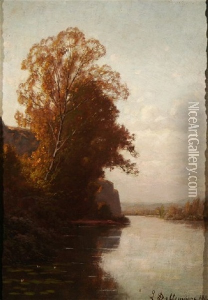 Summer Along The River Oil Painting - Leon Dallemagne