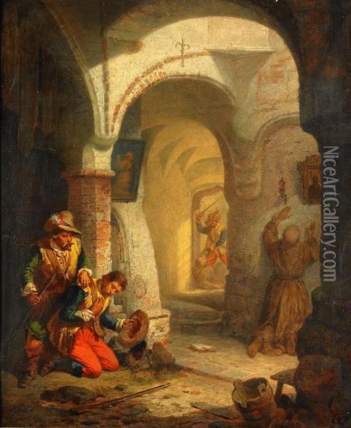 Plundring Av Ett Kloster Oil Painting - Johan Christoffer Boklund
