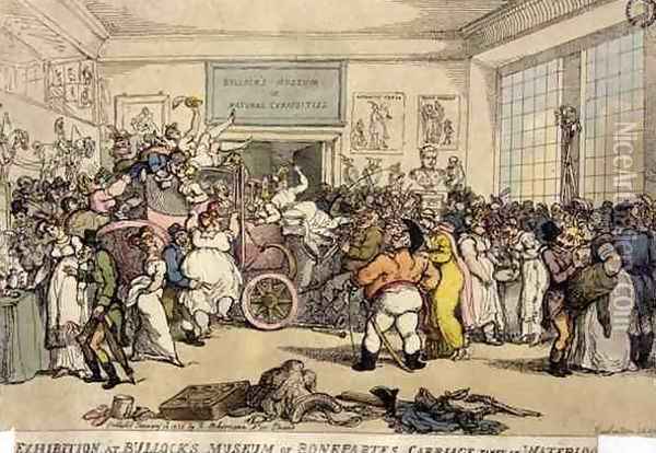 Exhibition at Bullocks Museum of Bonapartes Carriage Taken at Waterloo, pub. by Rudolph Ackermann, 1816 Oil Painting - Thomas Rowlandson