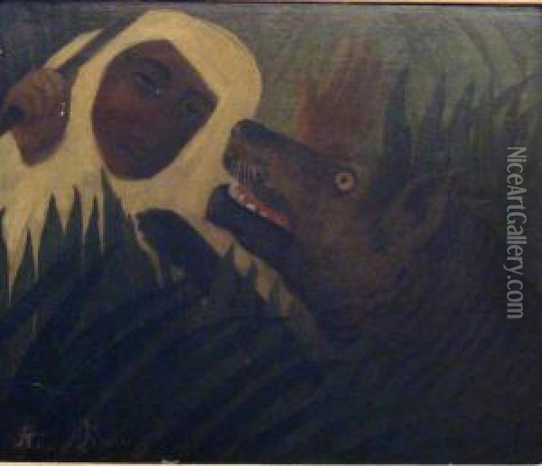 L'homme Et Le Tigre Oil Painting - Henri Julien Rousseau