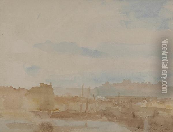 Dover Docks At Sunset Oil Painting - Philip Wilson Steer