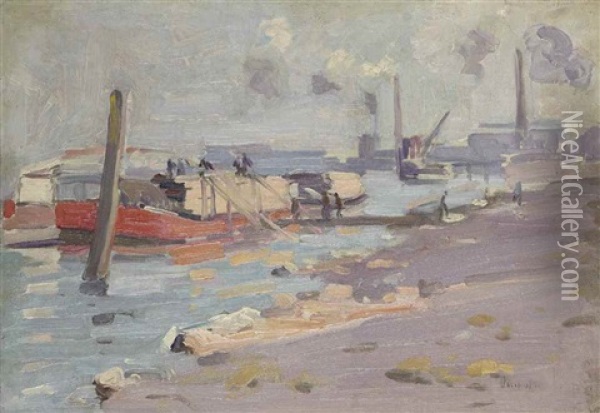 Port De Rouen Oil Painting - George Oberteuffer