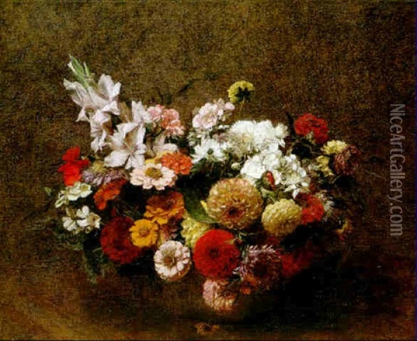 Bouquet De Fleurs Oil Painting - Henri Fantin-Latour