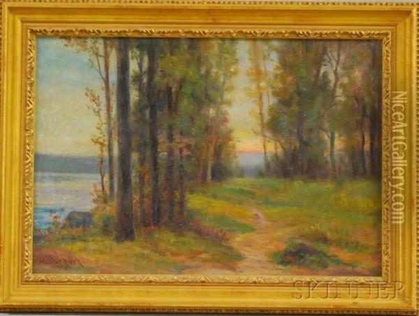 The First Tints Of Sunset/banks Of The Charles River At Auburndale, Mass Oil Painting - Henry Orne Rider