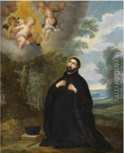 The Vision Of A Male Saint, Possibly Saint Ignatius Of Loyola Oil Painting - Balthasar Beschey