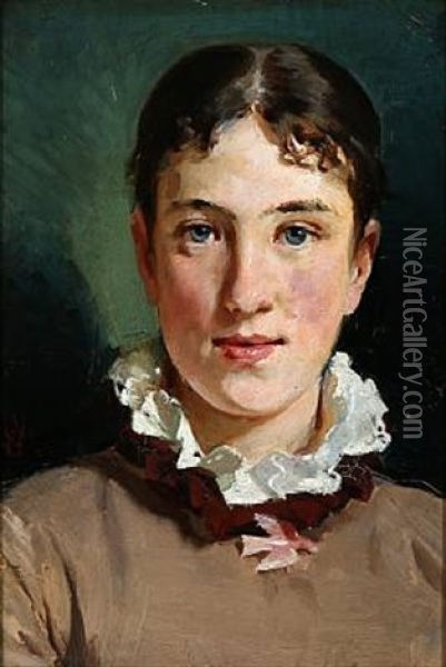 Portrait Of Margrethe Bokkenheuser Oil Painting - Erik Ludwig Henningsen