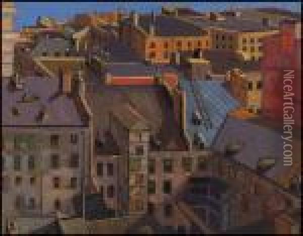 Rooftops, Quebec City Oil Painting - Frederick Grant Banting