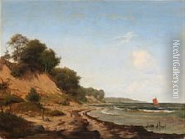 View From A Danish Coast Oil Painting - Nordahl (Peter Frederik N.) Grove