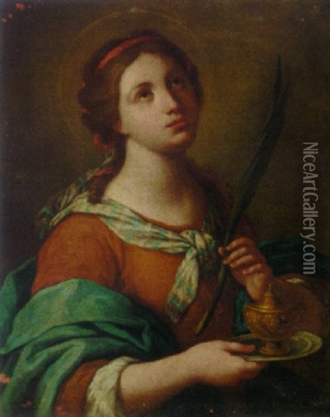 A Female Saint With A Martyr's Palm Oil Painting - Giovanni Francesco Romanelli