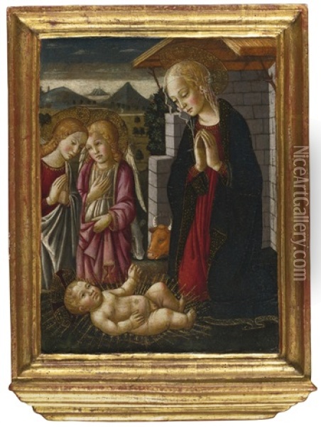 Madonna And Child With Two Angels Oil Painting - Bernardo di Stefano Rosselli