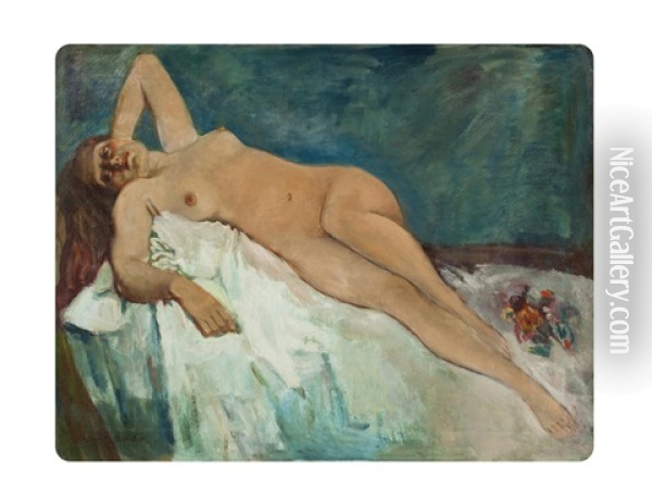 Liegender Madchenakt Oil Painting - Alois Wierer