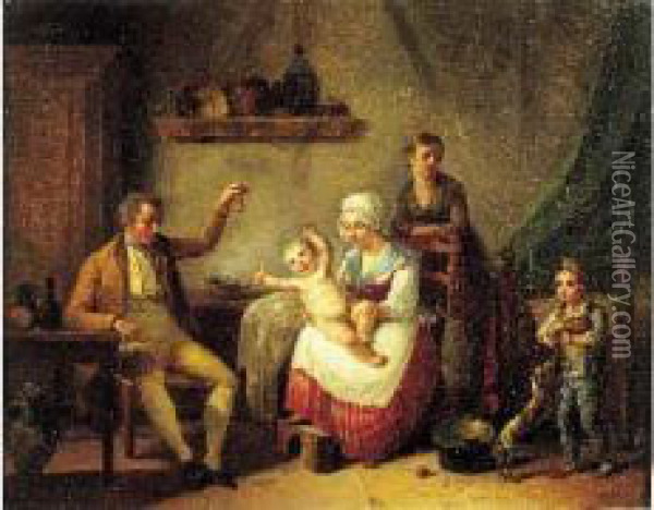 L'heureuse Famille Oil Painting - Henri Nicolas Van Gorp